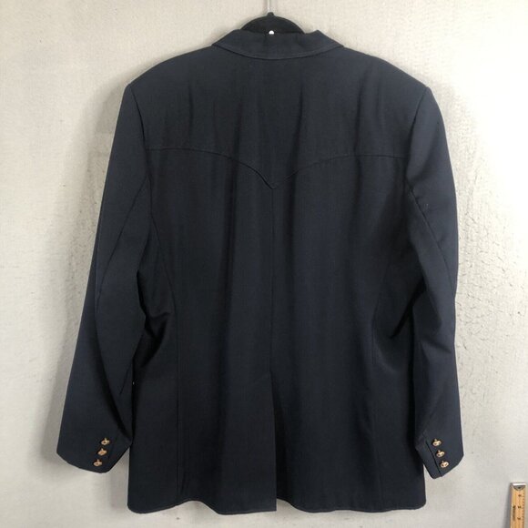 Vintage Pioneer Wear Blazer Mens 48 Navy Blue Western Sport Coat Jacket Office - Picture 2 of 16